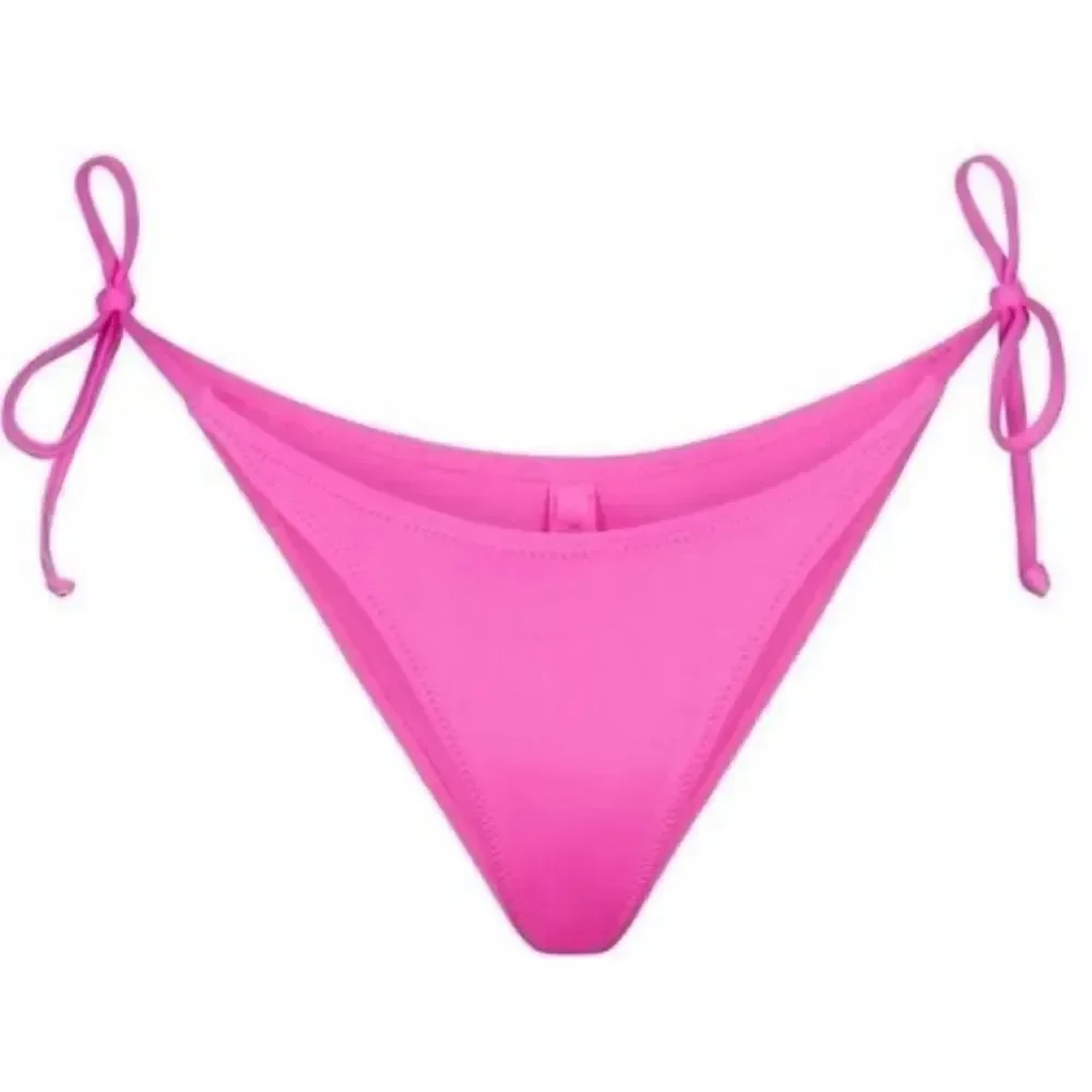 NWT SKIMS Recycled Swim Low Rise Tie Bikini Bottom In Pink Taffy Swim Bottoms